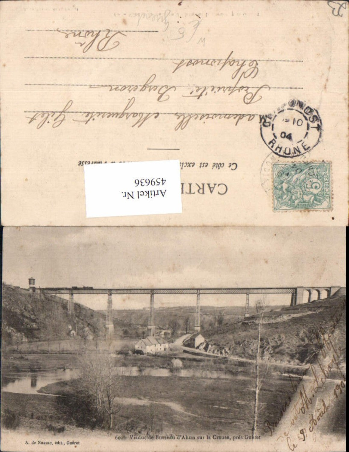 459636,Limousin Creuse Viaduc de Busseau d Ahun sur la Creuse pres Gueret