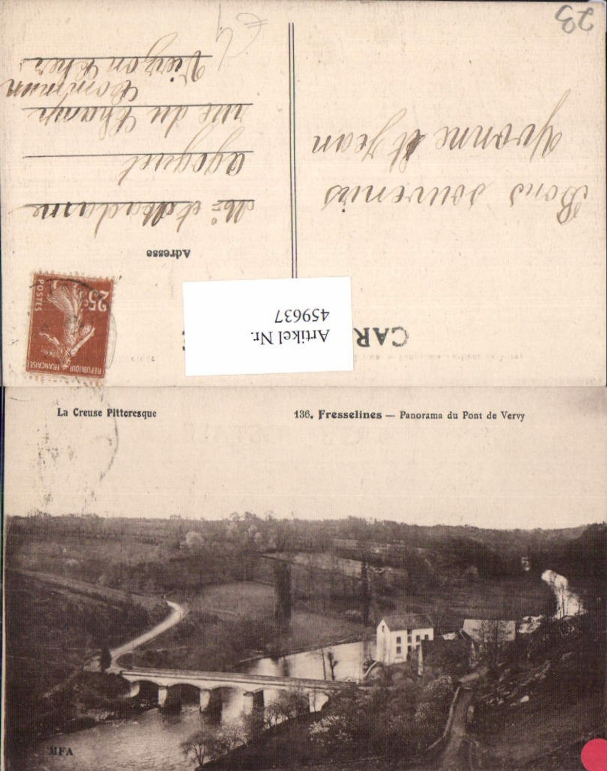 459637,Limousin Creuse Fresselines Panorama du Pont de Vervy Brücke