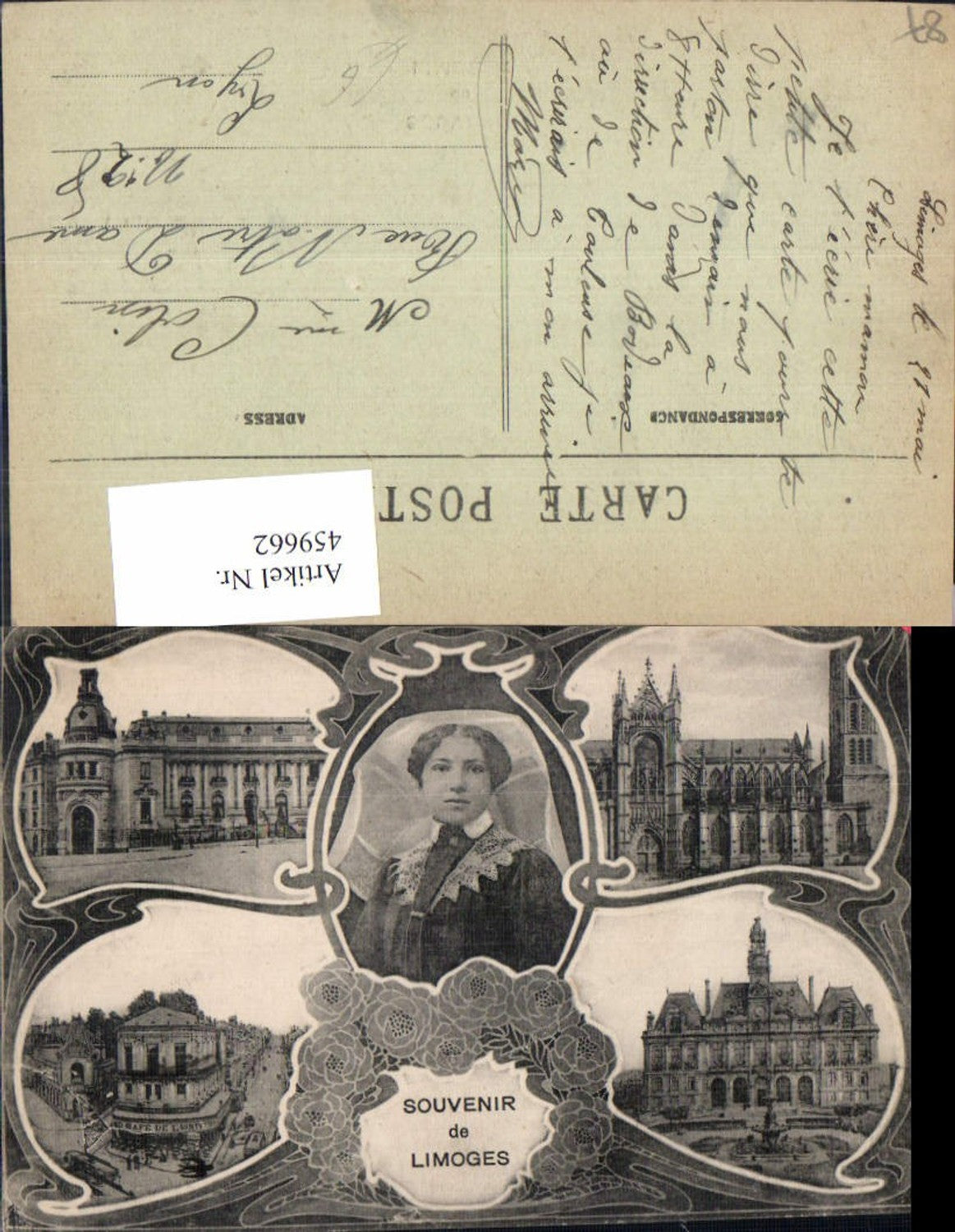 459662,Mehrbild Ak Limousin Haute-Vienne Limoges Frau Portait Kirche Gebäude
