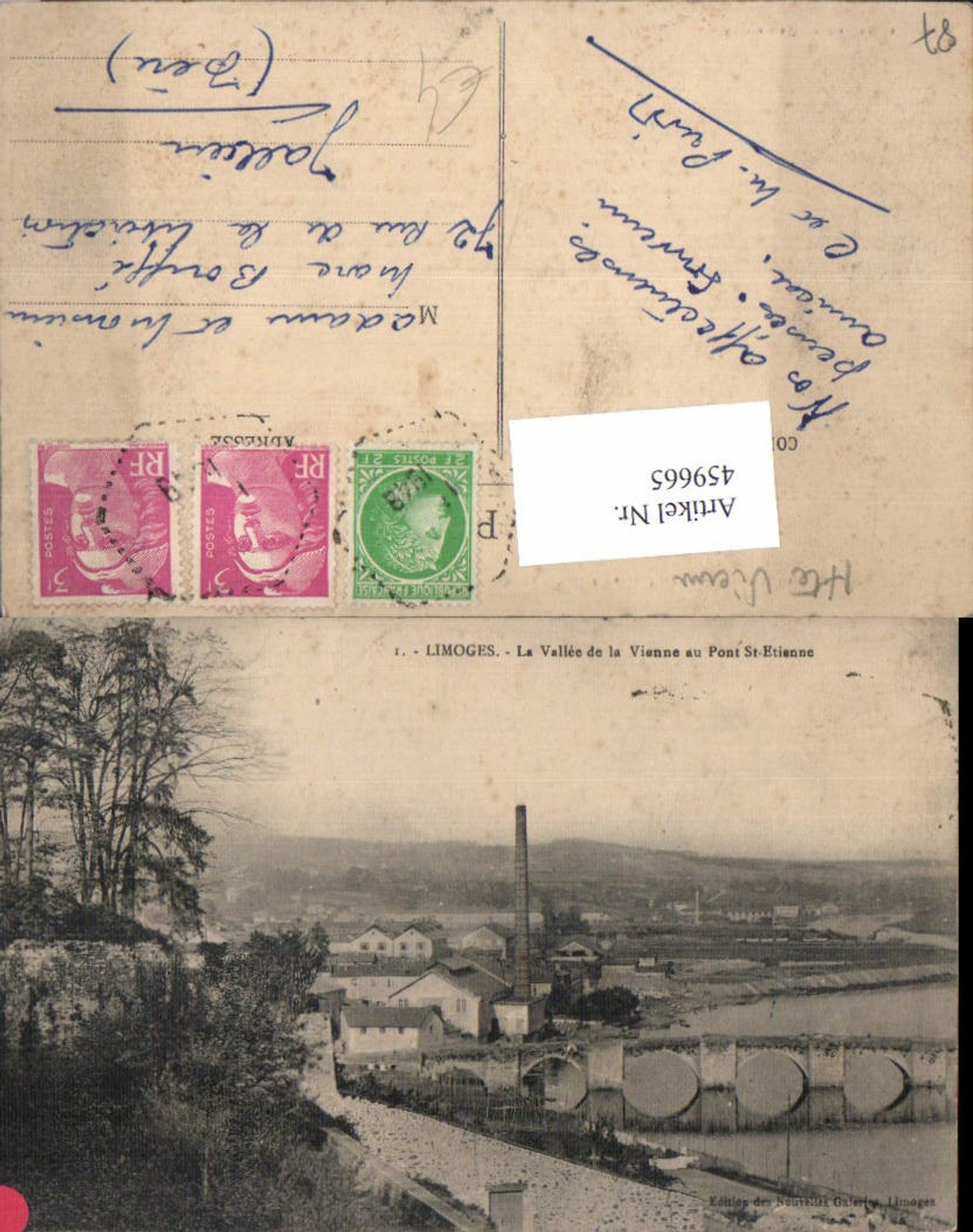 459665,Limousin Haute-Vienne Limoges La Vallee de la Vienne au Pont Ste-Etienne Brücke