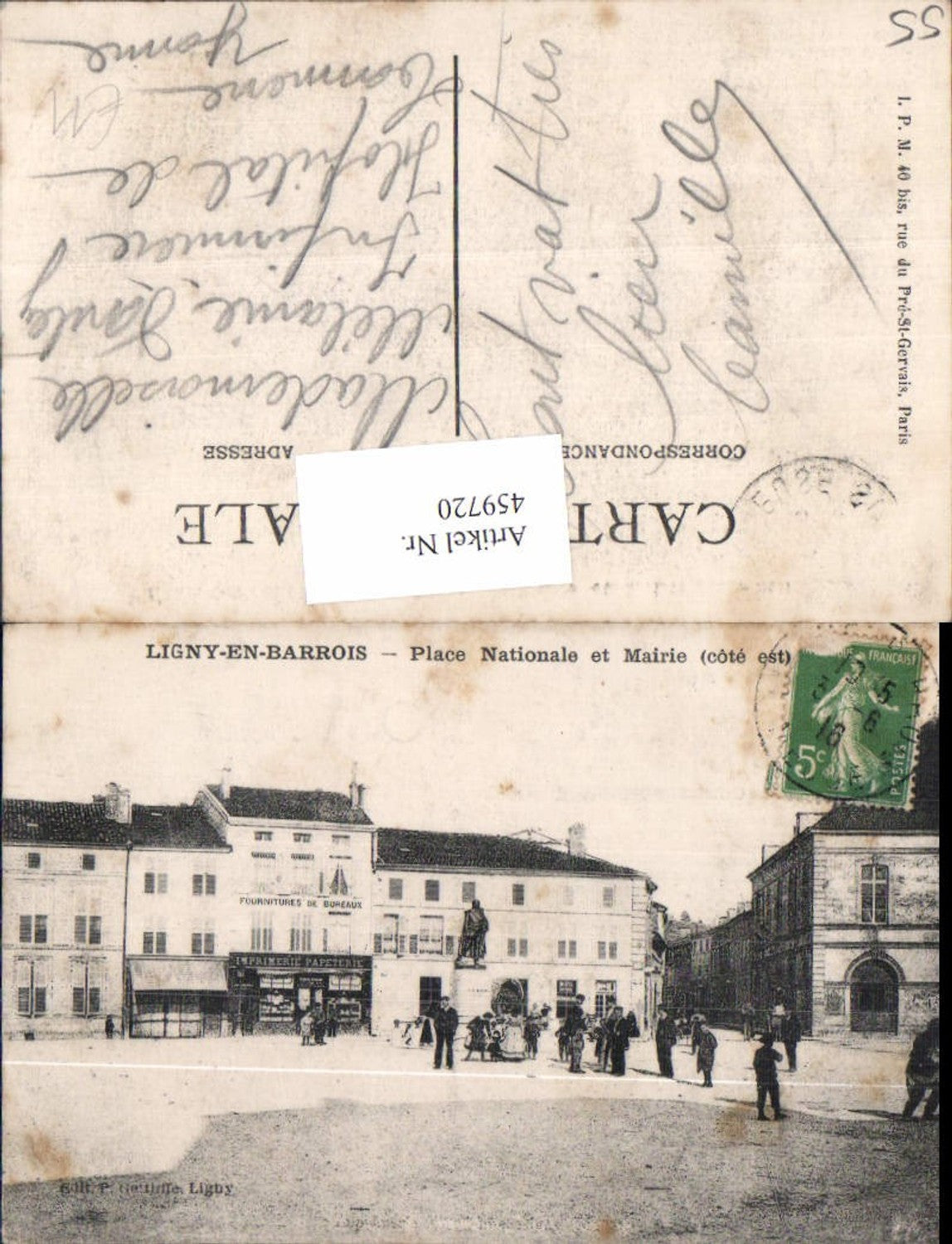 459720,Lothringen Meuse Ligny-en-Barrois Place Nationale et Mairie Rathaus