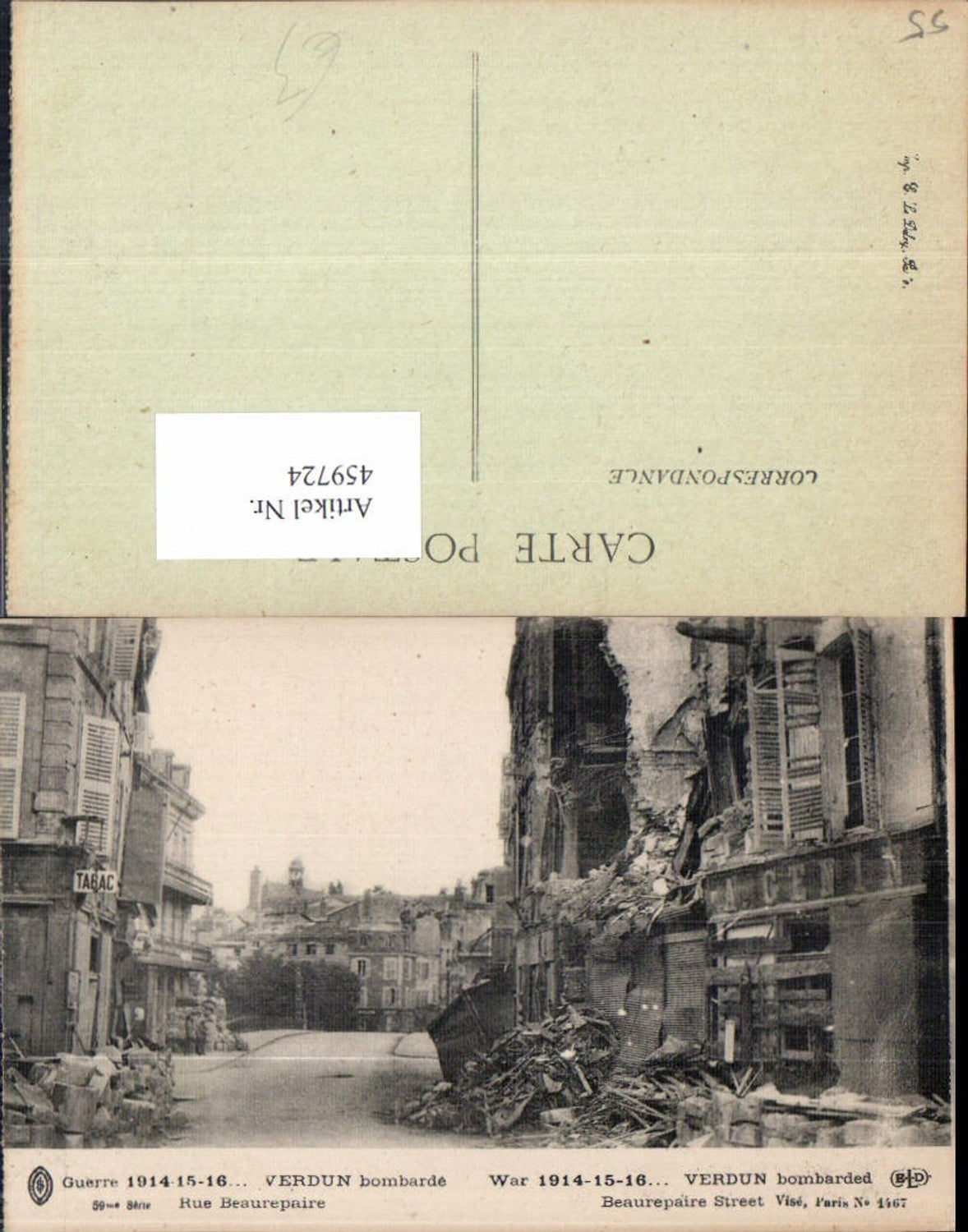 459724,Lothringen Meuse Verdun Rue Beaurepaire bombarded Zerstörte Häuser