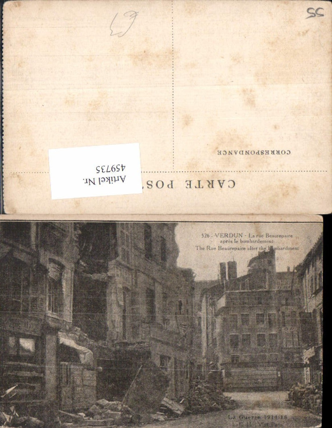 459735,Lothringen Meuse Verdun La Rue Beaurepaire Zerstörte Gebäude