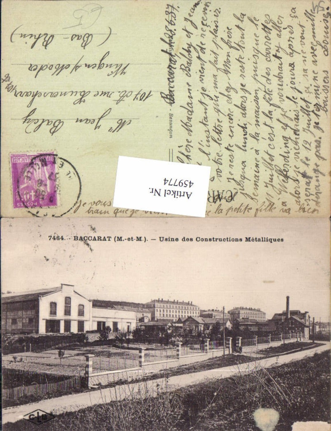 459774,Lothringen Meurthe-de-Moselle Baccarat Usine des Constructions Metalliques Fabrik