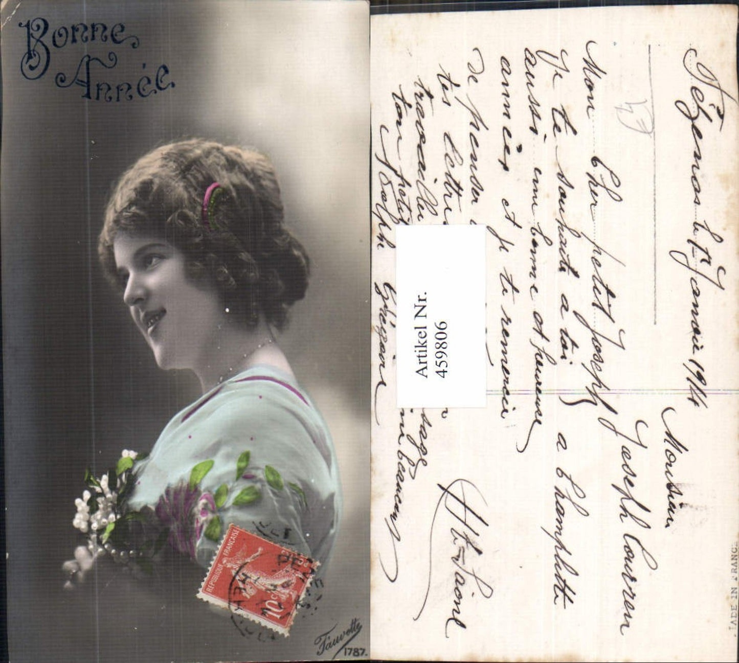 459806,Frau Haarschmuck Blumen Edwardian Girl Beauty Woman Photo Postcard