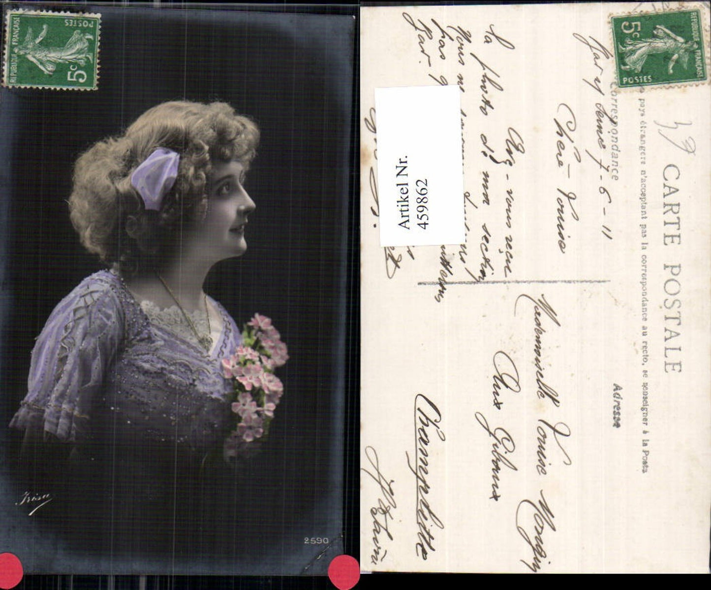 459862,Frau Haarband Schmuck Kette Edwardian Girl Fashion Mode Photo Postcard