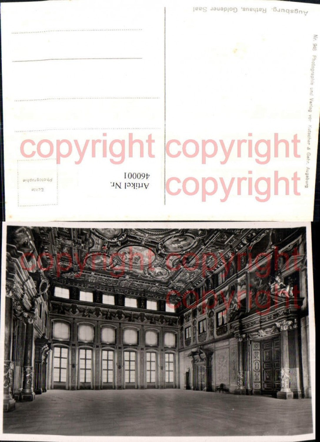 460001,Augsburg Rathaus Goldener Saal Innenansicht