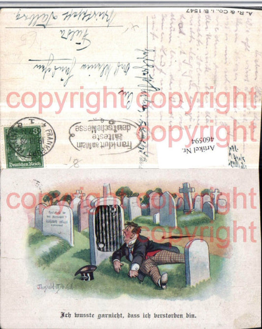 460594,Künstler AK Donald Mc Gill Mann Friedhof Grabstein Humor