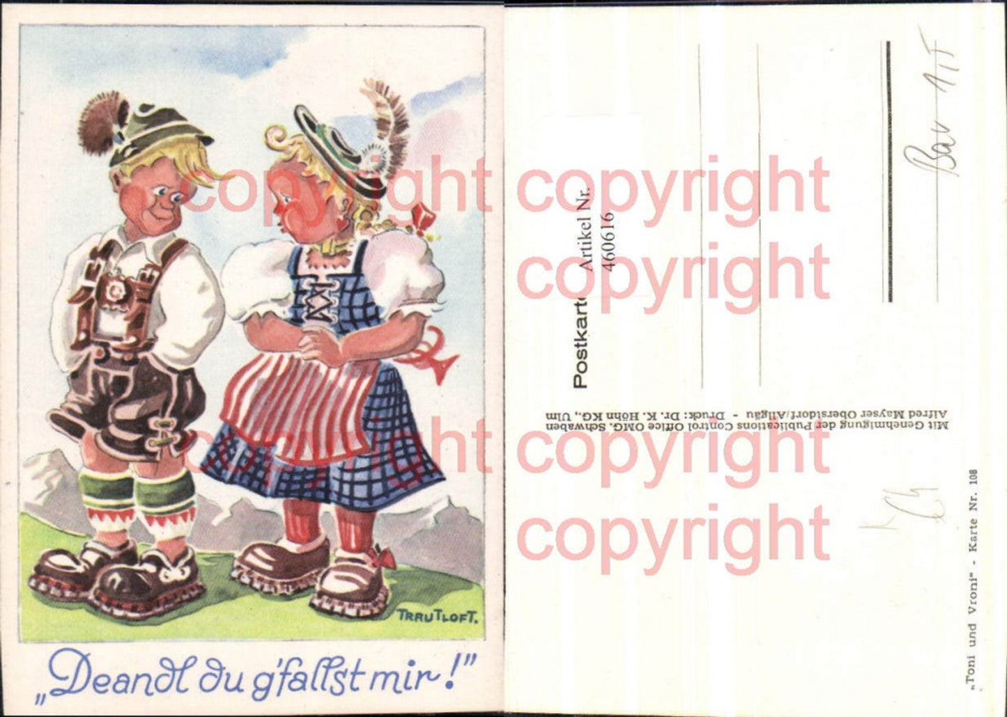 460616,Künstler AK Trautloft 108 Kinder Tracht Humor