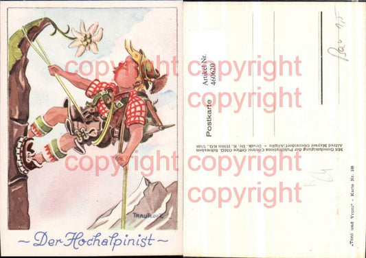 460620,Künstler AK Trautloft 109 Hochalpinist Kletterer Tracht Edelweiß