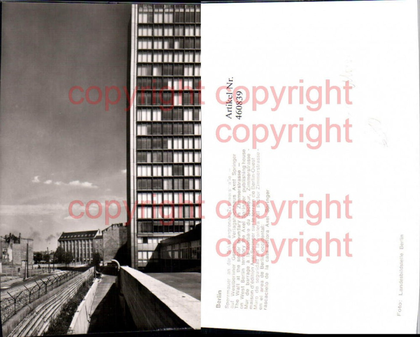 460839,Berlin Zimmerstraße Berliner Mauer Verlagshochhaus Axel Springer