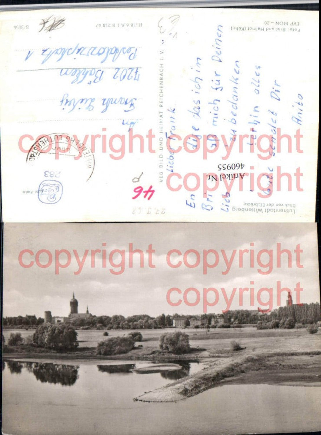 460955,Wittenberg Teilansicht von d. Elbbrücke pub VEB