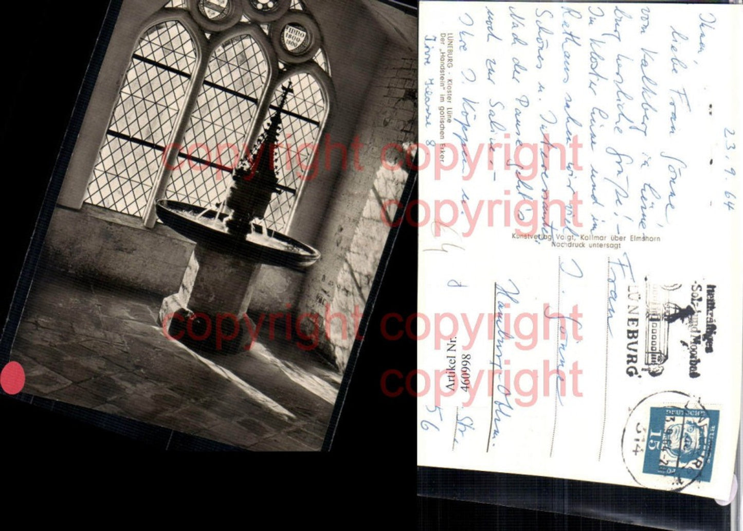 460998,Lüneburg Kloster Lüne Handstein im Erker Brunnen