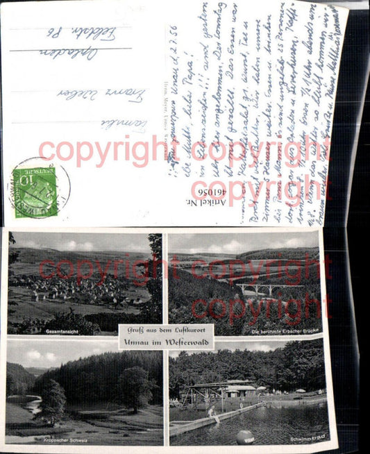461056,Unnau im Westerwald Totale Brücke Freibad Mehrbildkarte