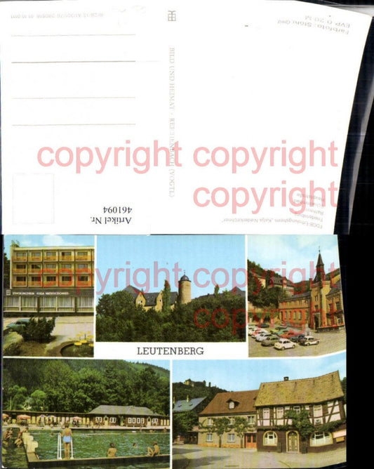 461094,Leutenberg Rathaus Schwimmbad Mehrbildkarte pub VEB