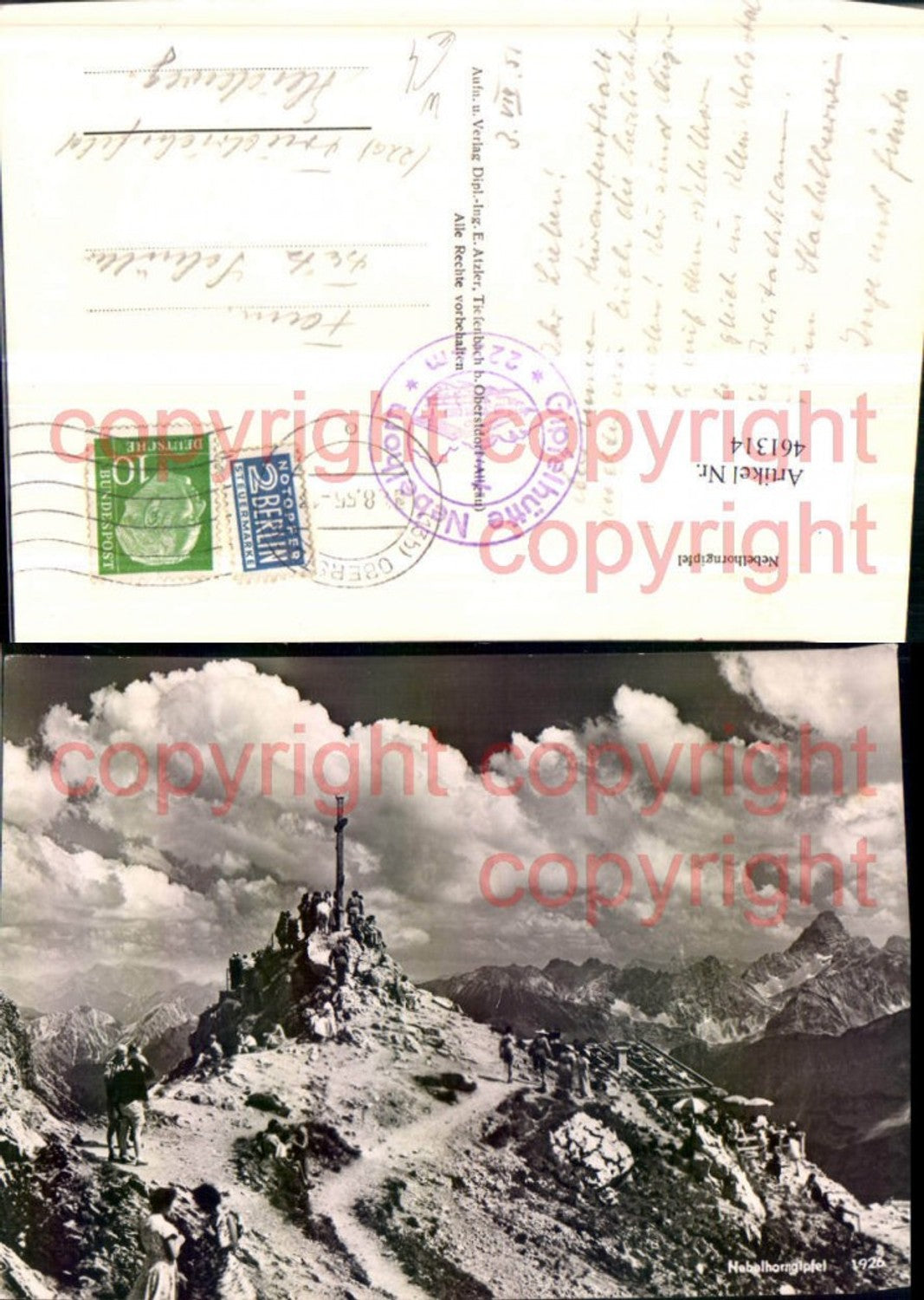 461314,Nebelhorngipfel b. Oberstdorf Gipfelkreuz Bergkulisse