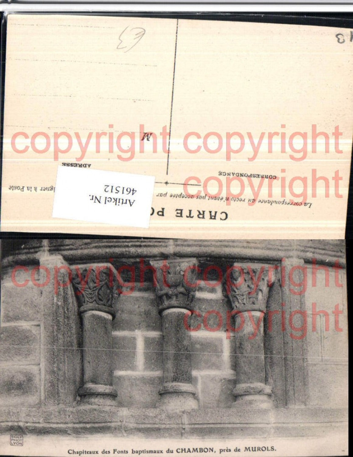 461512,Auvergne Haute-Loire Murols Chapiteaux des Fonts baptismaux Chambon