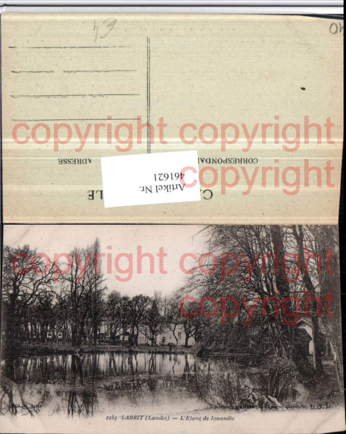 461621,Aquitanien Landes Labrit Etang de Jouandic Teich Partie