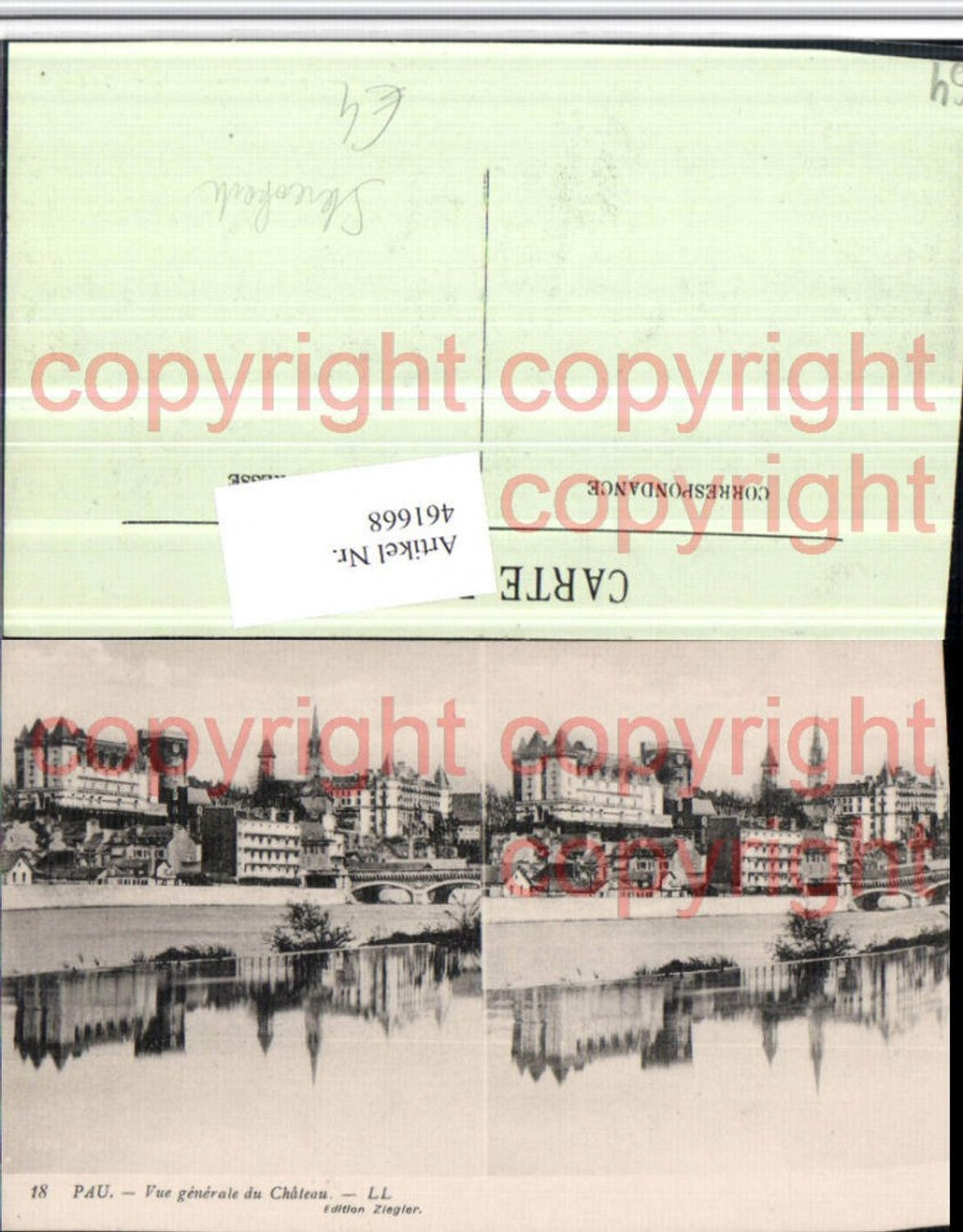 461668,Stereokarte Aquitanien Pyrenees-Atlantiques Pau Chateau Schloss Teilansicht