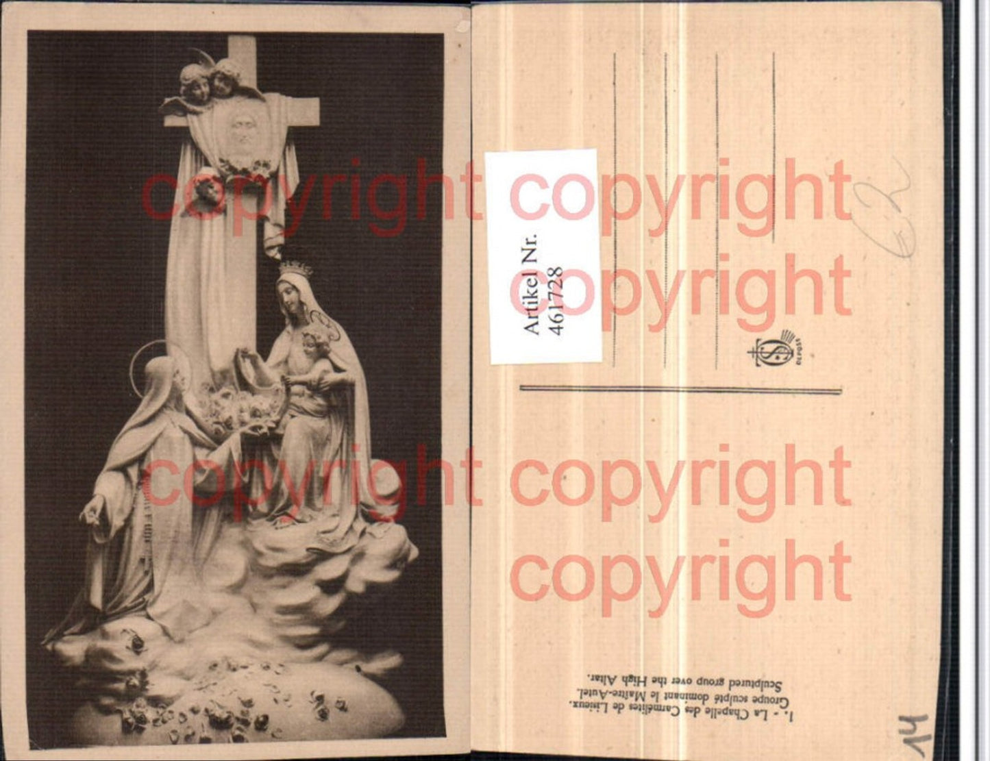461728,Basse-Normandie Calvados Lisieux Chapelle Carmelites Maitre-Autel Statue