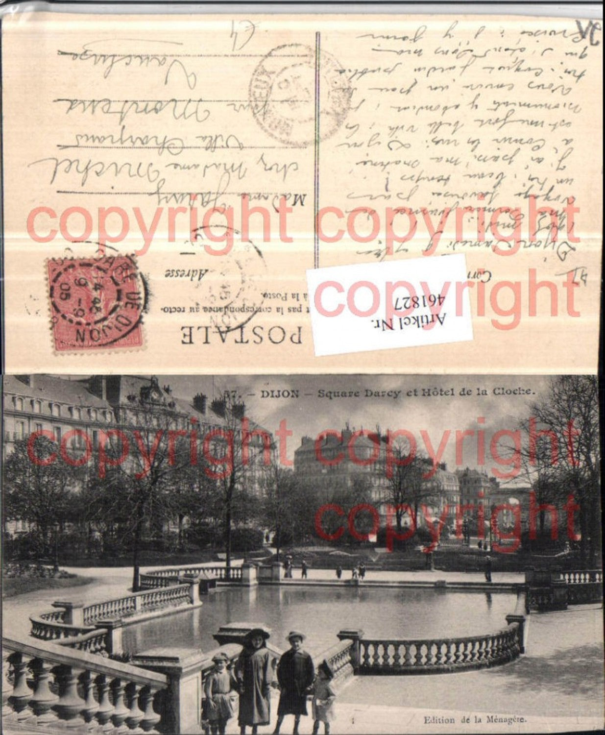 461827,Burgund Cote-Or Dijon Square Darcy et Hotel Cloche Wasserbecken