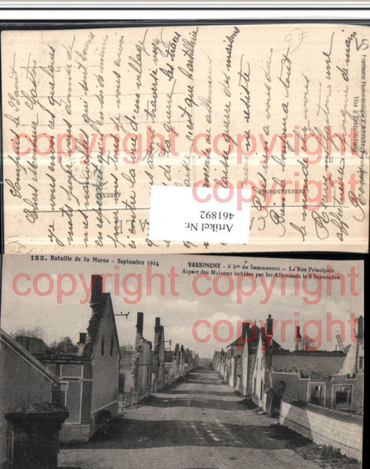 461892,Champagne-Ardenne Marne Vassimont Rue Principale Zerstörte Häuser