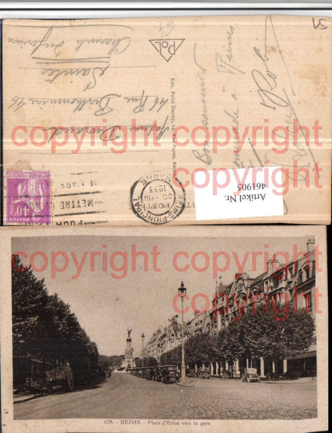 461905,Champagne-Ardenne Marne Reims Place Erlon vers la Gare Straßenansicht