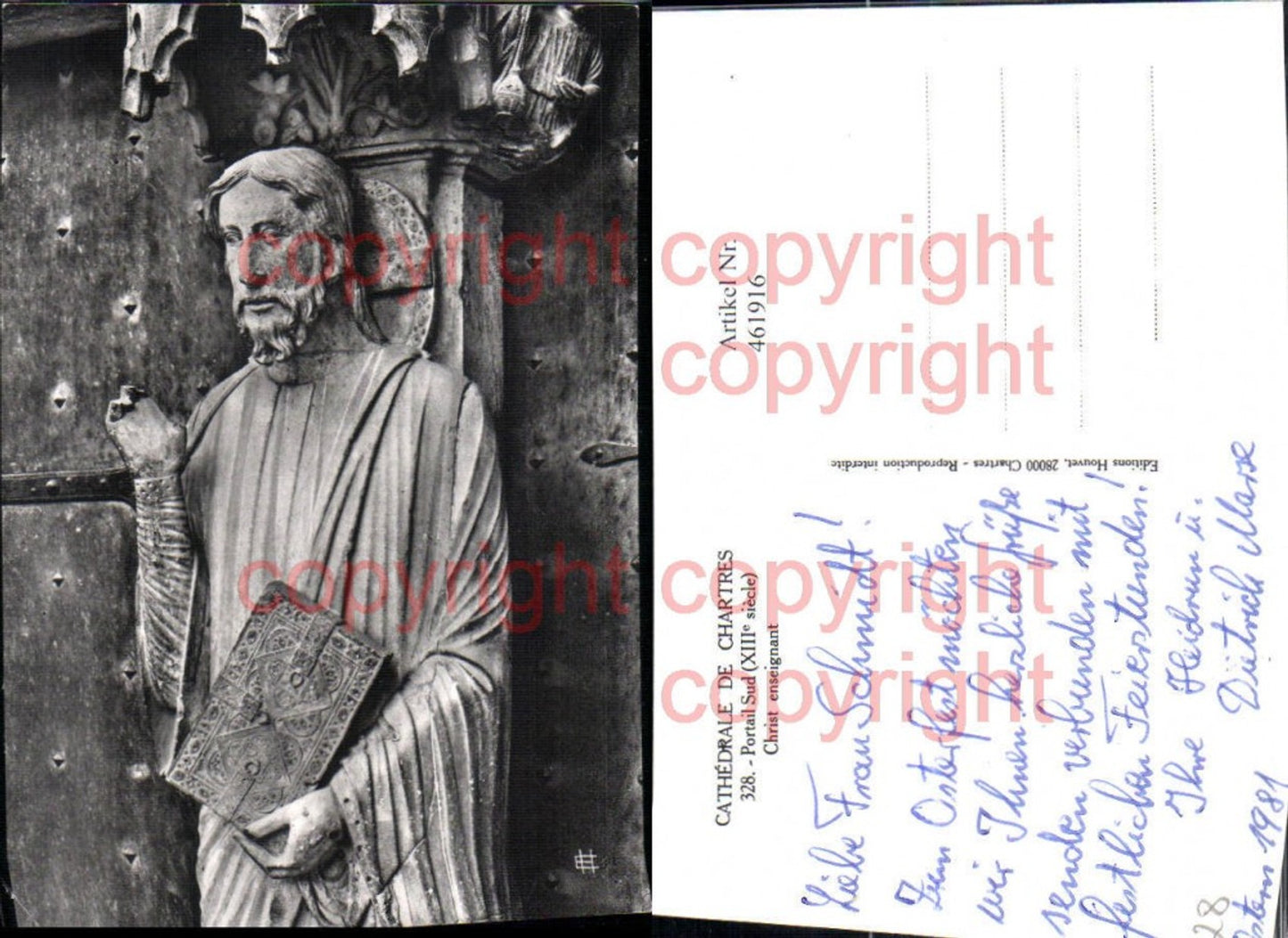 461916,Centre Eure-et-Loir Chartres Cathedrale Christ enseignant Statue