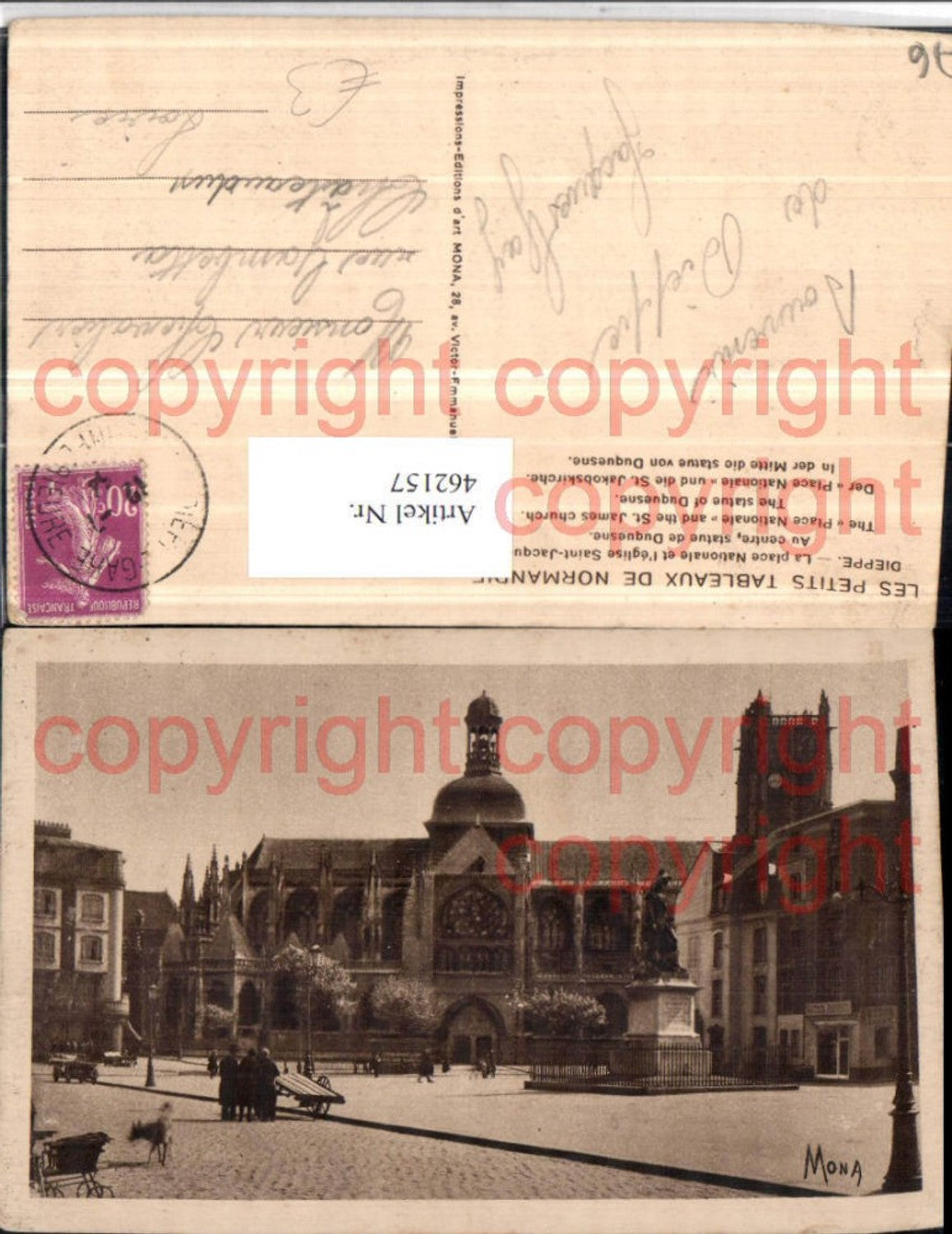 462157,Haute-Normandie Seine-Maritime Dieppe Place Nationale et Eglise Kirche