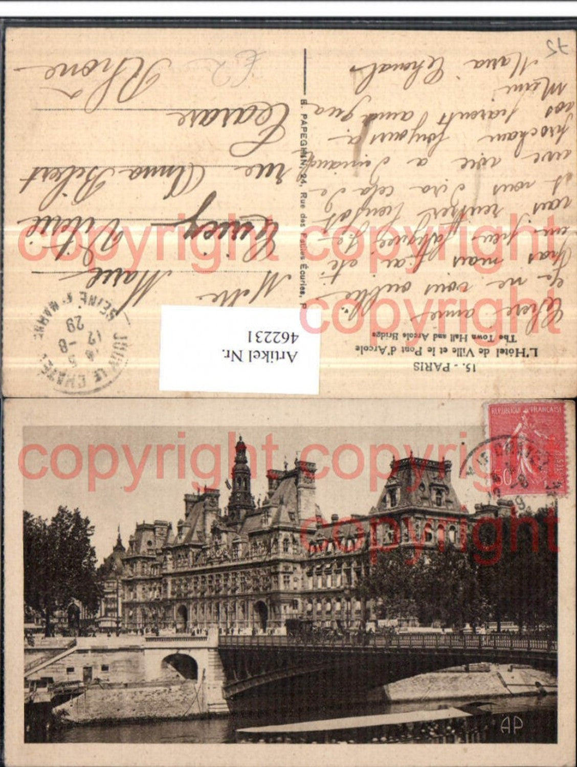 462231,Ile-de-France Paris Hotel de Ville et Pont Arcole Rathaus Brücke