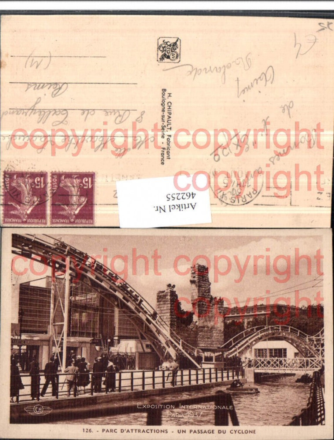 462255,Ile-de-France Paris Exposition Internationale 1937 Parc Attractions Passage Cyclone