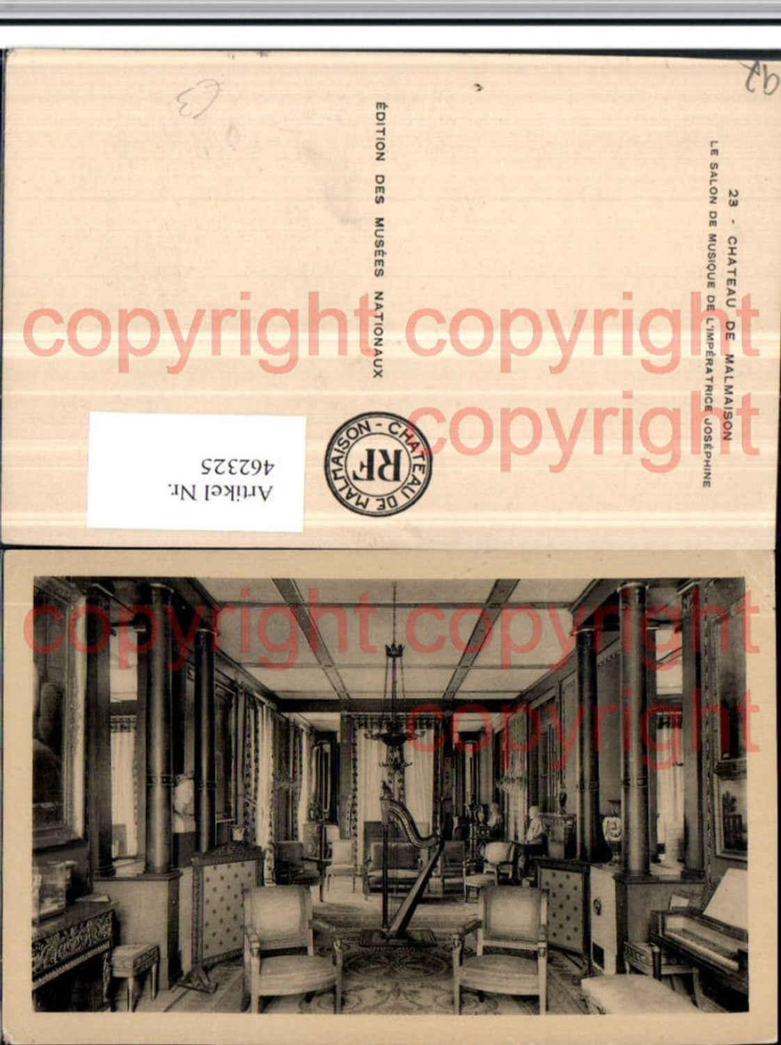 462325,Ile-de-France Hauts-de-Seine Rueil Chateau Malmaison Salon Musique Harfe