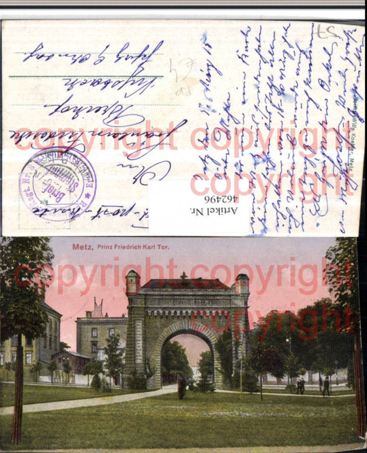 462496,Lothringen Moselle Metz Prinz Friedrich Karl Tor Feldpost Fußart. Regt. 8