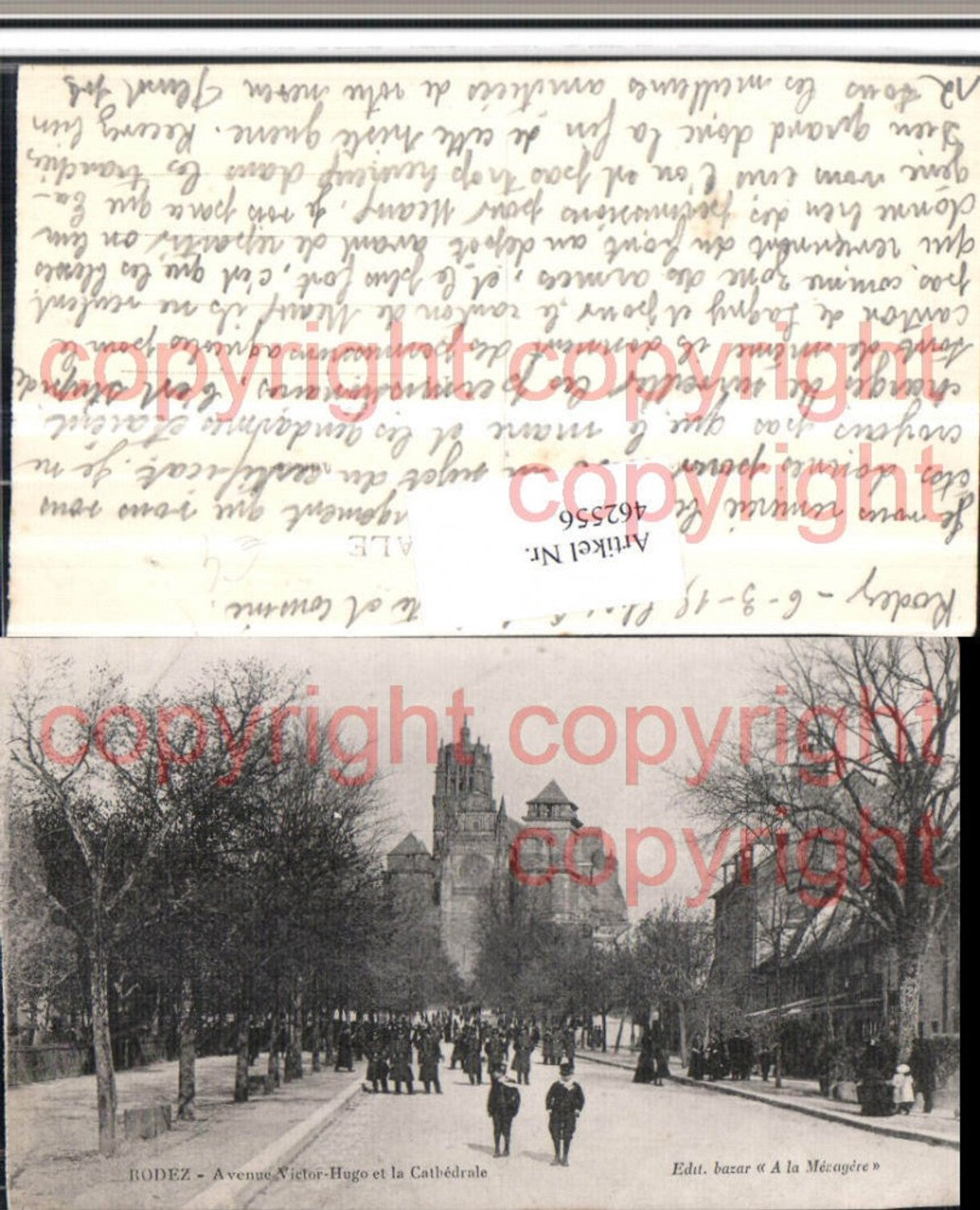 462556,Midi-Pyrenees Aveyron Rodez Avenue Victor-Hugo et Cathedrale Kirche
