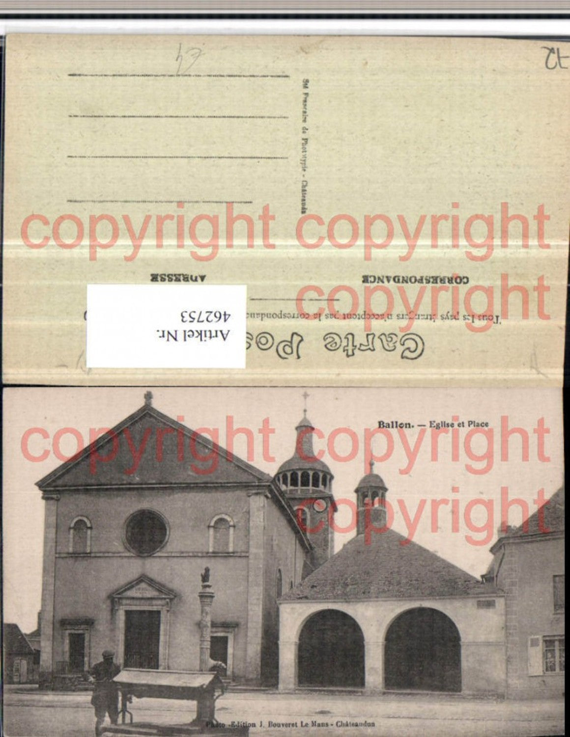 462753,Pays de la Loire Sarthe Ballon Eglise et Place Kirche