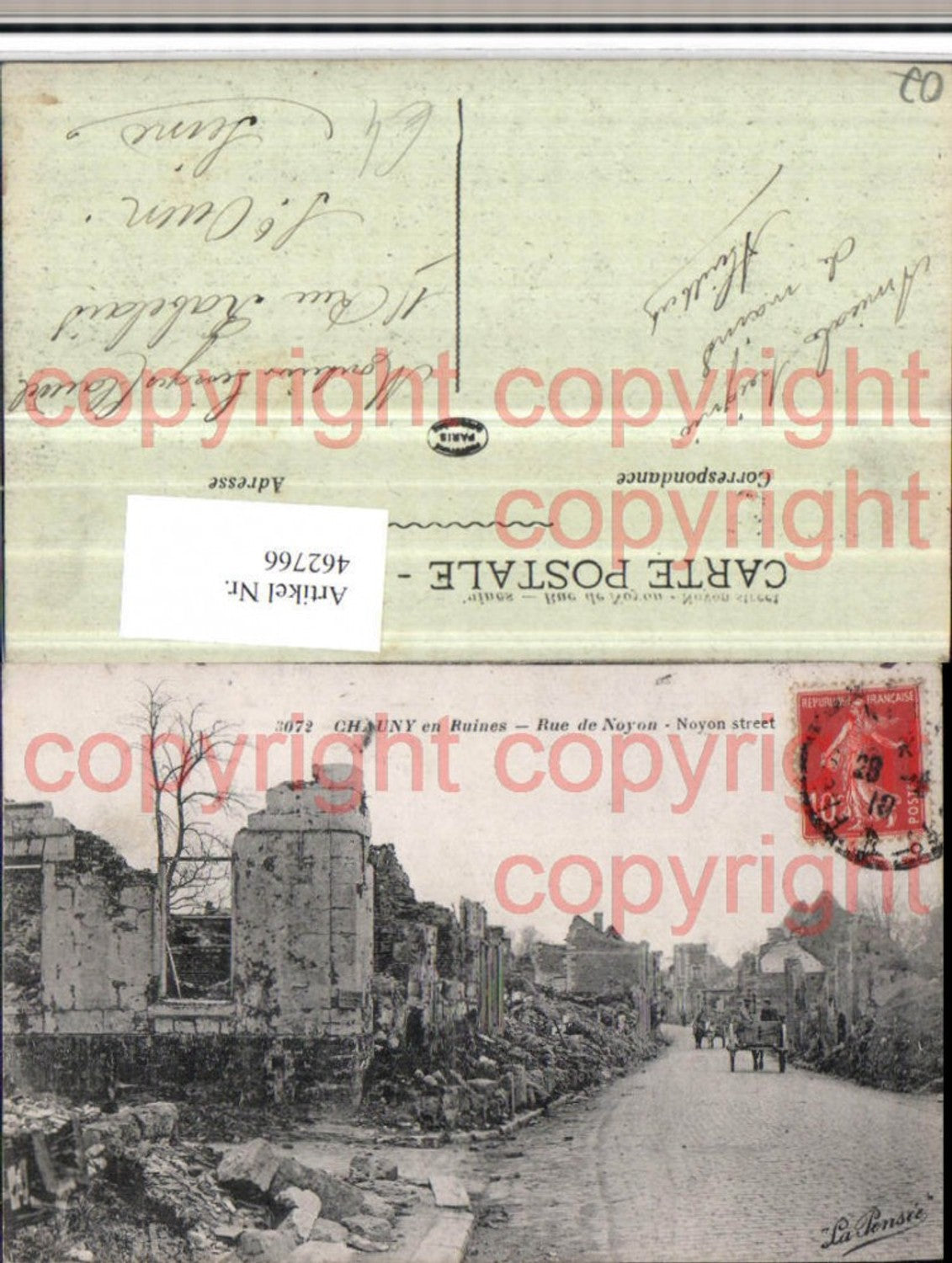 462766,Picardie Aisne Chauny en Ruines Rue Noyon zerstörte Häuser