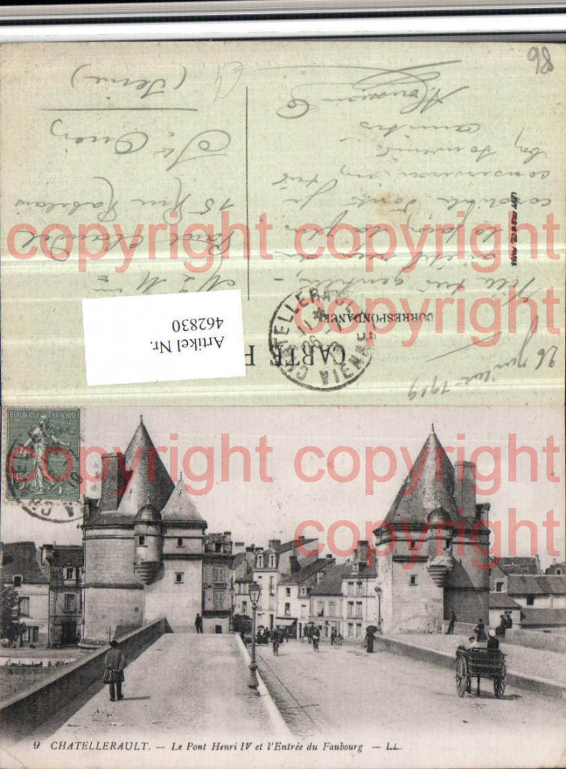 462830,Poitou-Charentes Vienne Chatellerault Pont Henri IV et Entree Faubourg