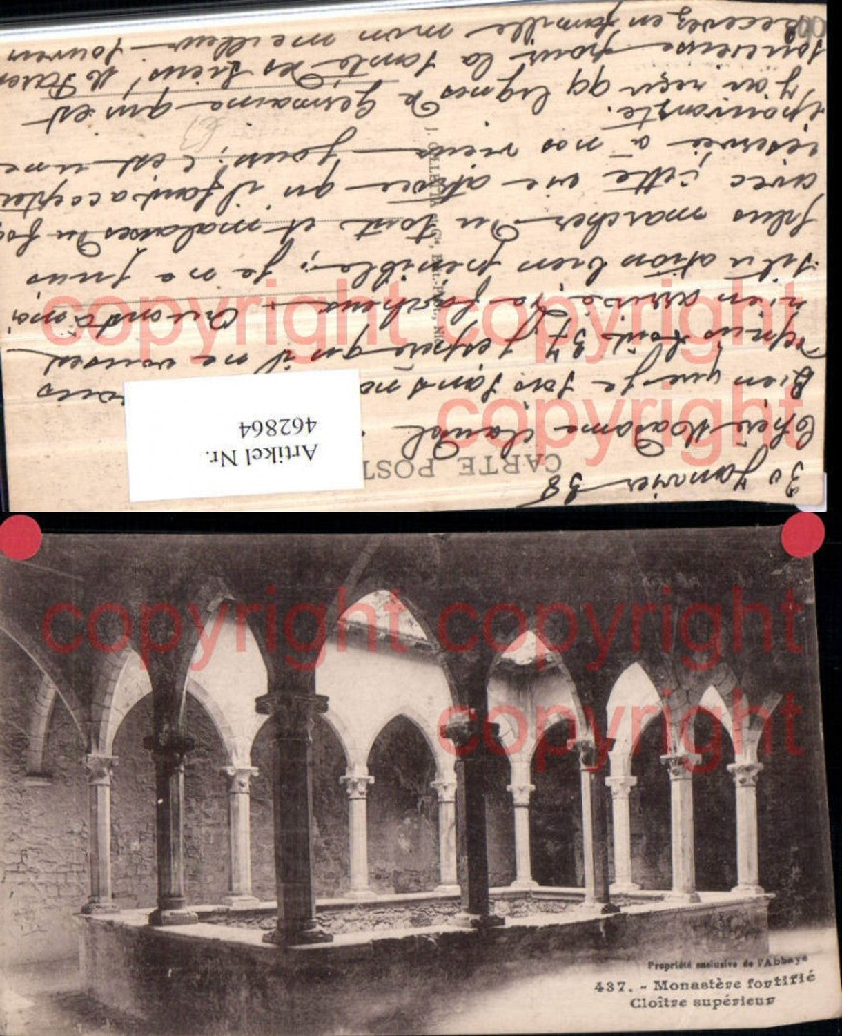 462864,Provence-Alpes-Cote-Azur Alpes-Maritimes Monastere fortifie Cloitre Kloster Arkaden