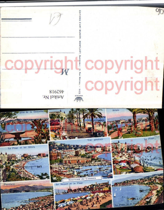 462918,Provence-Alpes-Cote-Azur Alpes-Maritimes Cannes Totale Strand Mehrbildkarte