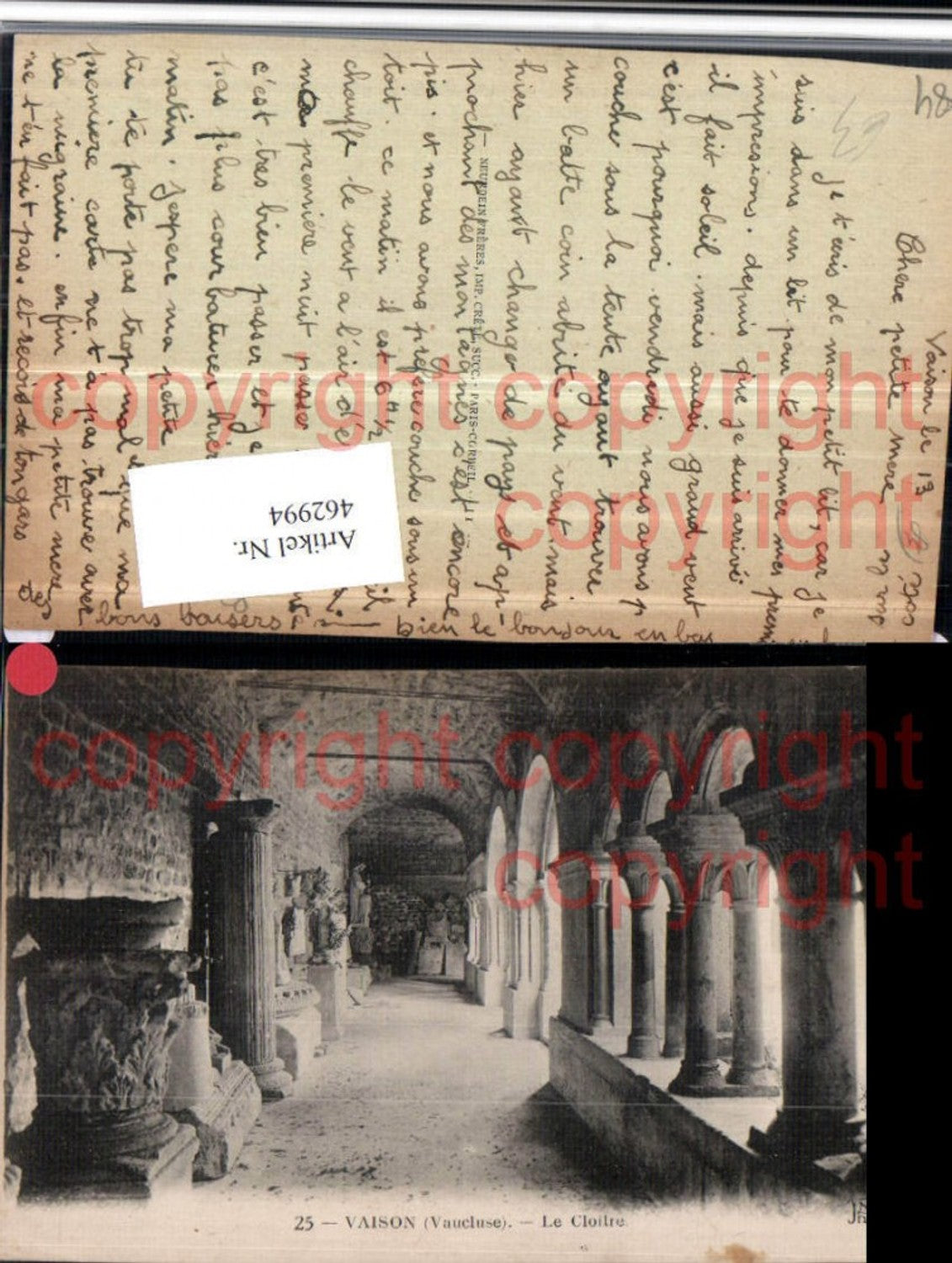 462994,Provence-Alpes-Cote-Azur Vaucluse Vaison Cloitre Kloster Gang Arkaden
