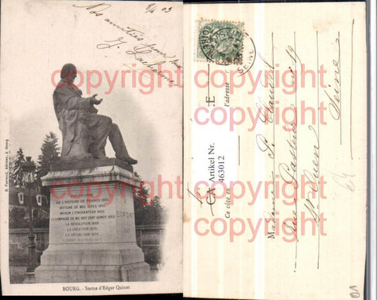 463012,Rhone-Alpes Ain Bourg Statue Edgar Quinet Denkmal