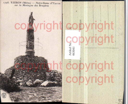 463041,Rhone-Alpes Rhone Yzeron Notre-Dame sur la Montagne Bruyeres Statue