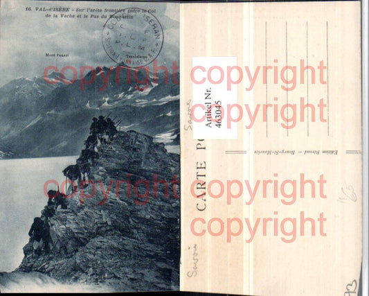 463045,Rhone-Alpes Savoie Val-d'Isere Frontiere entre le Col Vache Soldaten Bergkulisse