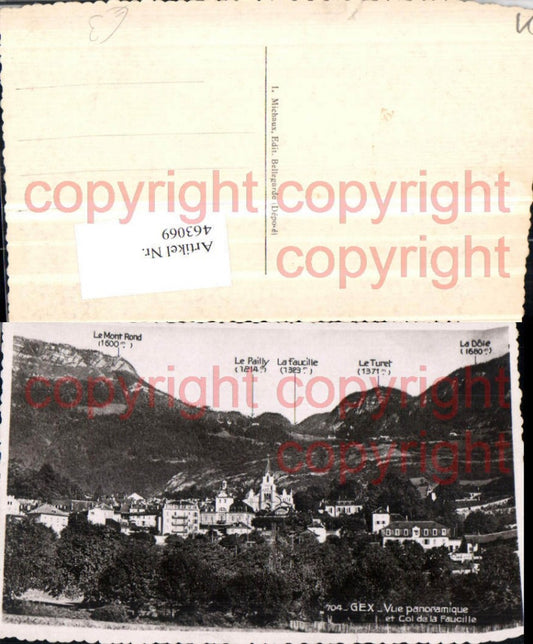 463069,Rhone-Alpes Ain Gex Vue panoramique et Col Faucille Totale