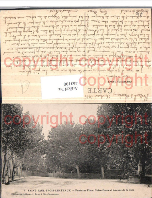 463100,Rhone-Alpes Drome St-Paul-Trois-Chateaux Fontaine Place Notre-Dame Brunnen