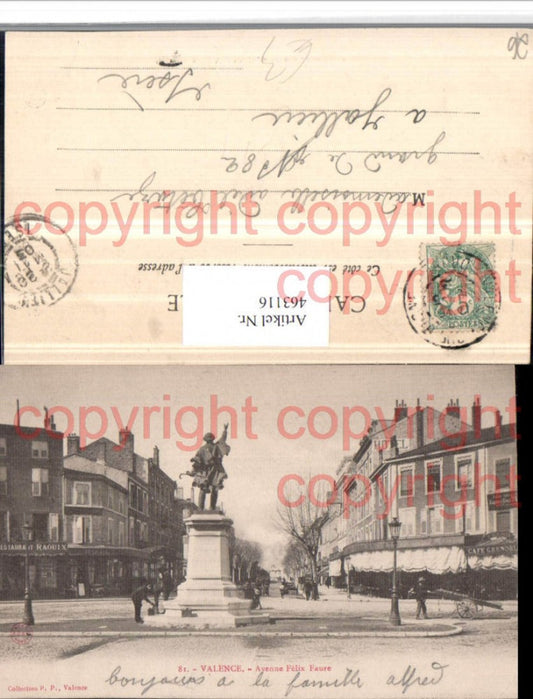 463116,Rhone-Alpes Drome Valence Avenue Felix Faure Denkmal Statue