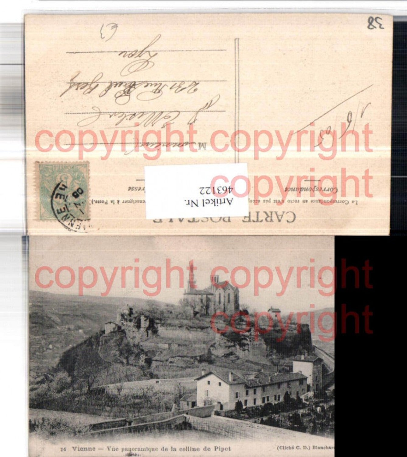 463122,Rhone-Alpes Isere Vienne Vue panroamique de la colline de Pipet Kirche