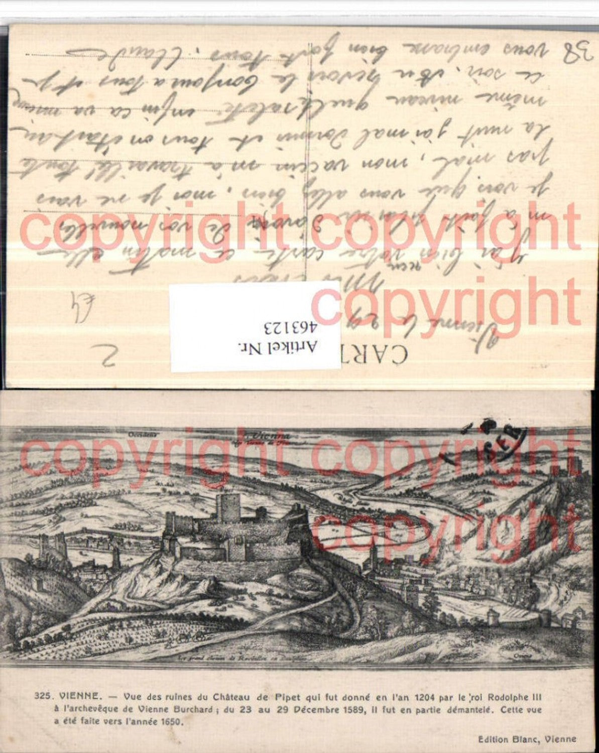 463123,Künstler AK Rhone-Alpes Isere Vienne vue des ruines du Chateau Pipet Schloss