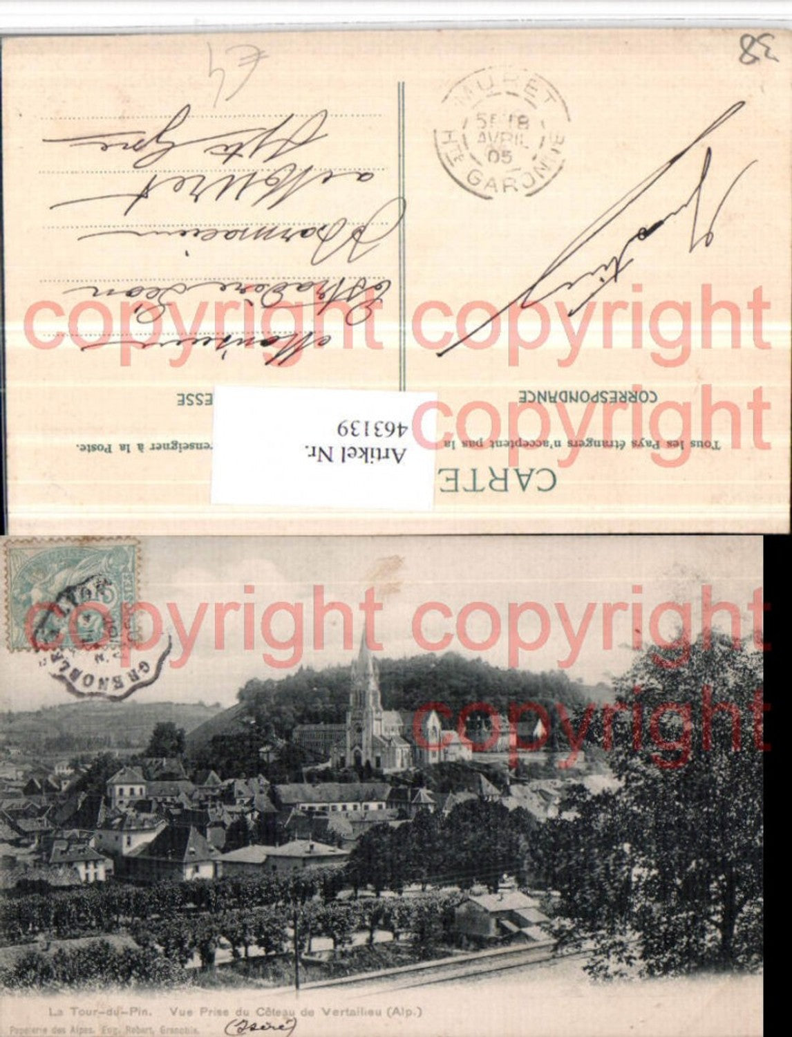 463139,Rhone-Alpes Isere Tour-du-Pin Vue Prise du Coteau Vertailieu Totale