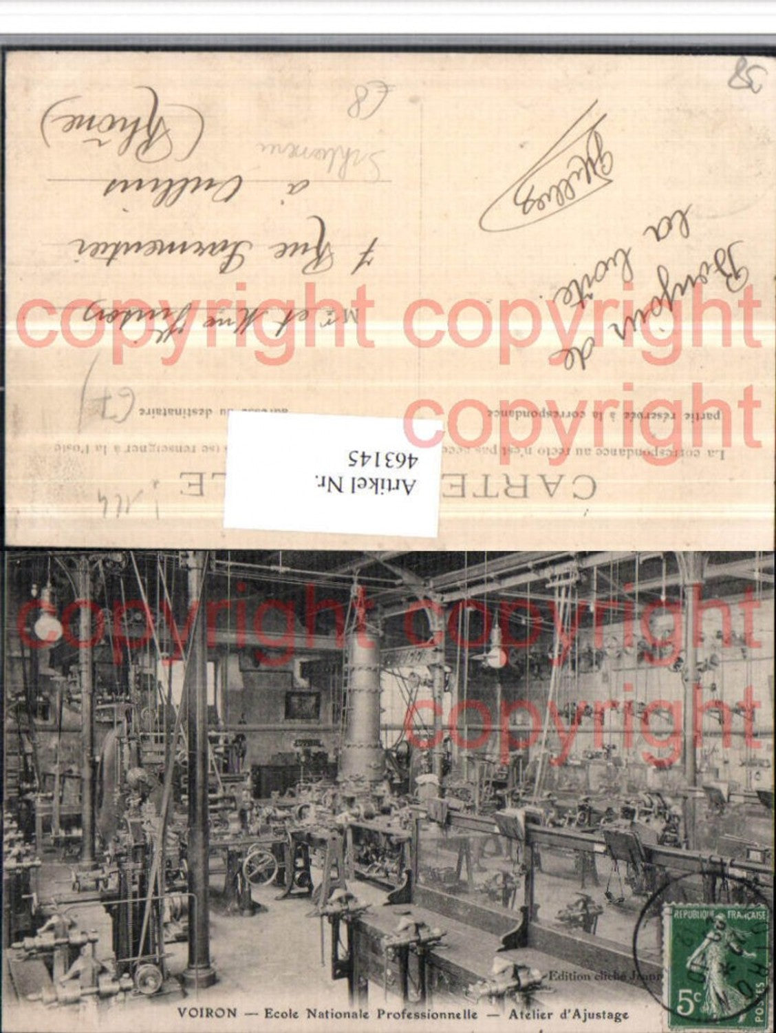 463145,Rhone-Alpes Isere Voiron Ecole Nationale Professionnelle Atelier Ajustage Schlosserei